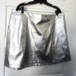 A New Day - Silver faux leather skirt